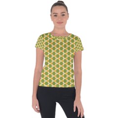 Pattern Halloween Pumpkin Color Green Short Sleeve Sports Top  by HermanTelo