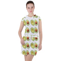 Pattern Avocado Green Fruit Drawstring Hooded Dress by HermanTelo