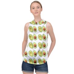 Pattern Avocado Green Fruit High Neck Satin Top by HermanTelo