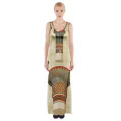 Egyptian Architecture Column Maxi Thigh Split Dress by Sapixe