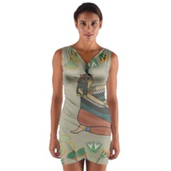 Egyptian Woman Wings Design Wrap Front Bodycon Dress by Sapixe