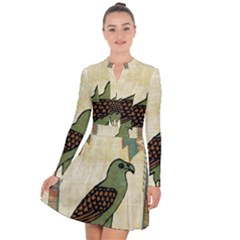 Egyptian Paper Papyrus Bird Long Sleeve Panel Dress by Sapixe