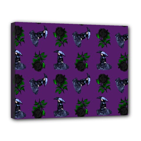 Gothic Girl Rose Purple Pattern Canvas 14  X 11  (stretched) by snowwhitegirl