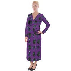 Gothic Girl Rose Purple Pattern Velvet Maxi Wrap Dress by snowwhitegirl