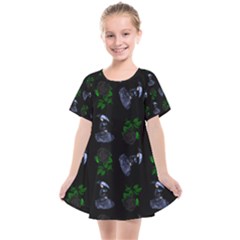 Gothic Girl Rose Black Pattern Kids  Smock Dress by snowwhitegirl