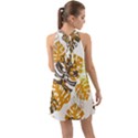 Pattern Leaves Halter Tie Back Chiffon Dress View2