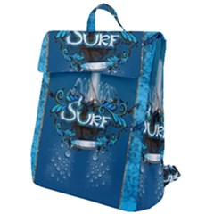 Sport, Surfboard With Water Drops Flap Top Backpack by FantasyWorld7