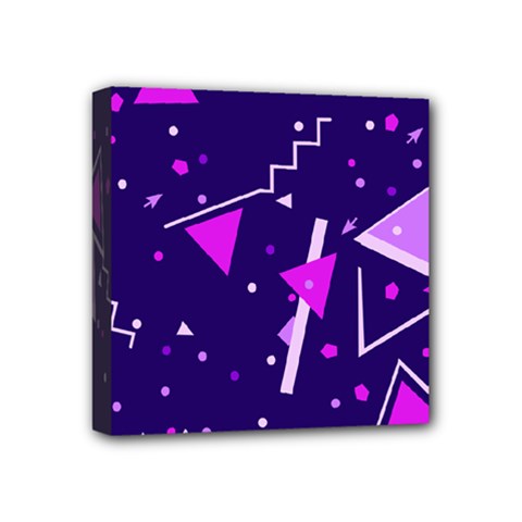 Purple Blue Geometric Pattern Mini Canvas 4  X 4  (stretched) by HermanTelo