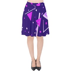 Purple Blue Geometric Pattern Velvet High Waist Skirt by HermanTelo