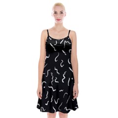 Scribbles Lines Painting Spaghetti Strap Velvet Dress by HermanTelo