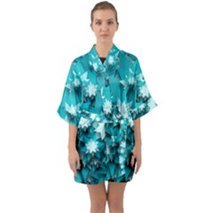 Stars Christmas Ice 3d Quarter Sleeve Kimono Robe by HermanTelo