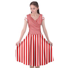 Diamond Red Red White Stripe Skinny Cap Sleeve Wrap Front Dress by thomaslake