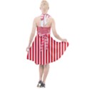 Diamond Red Red White Stripe Skinny Halter Party Swing Dress  View2