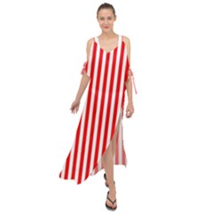 Diamond Red Red White Stripe Skinny Maxi Chiffon Cover Up Dress by thomaslake