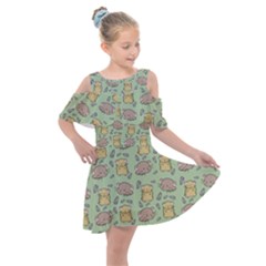 Hamster Pattern Kids  Shoulder Cutout Chiffon Dress by Sapixe