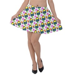 Sweet Dessert Food Cake Pattern Velvet Skater Skirt by HermanTelo