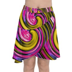 Swirl Vortex Motion Pink Yellow Chiffon Wrap Front Skirt by HermanTelo