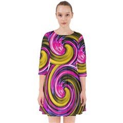 Swirl Vortex Motion Pink Yellow Smock Dress by HermanTelo