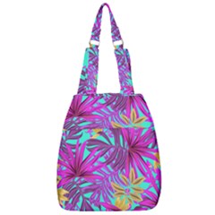 Tropical Greens Pink Leaves Center Zip Backpack by HermanTelo