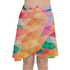 Texture Triangle Chiffon Wrap Front Skirt by HermanTelo