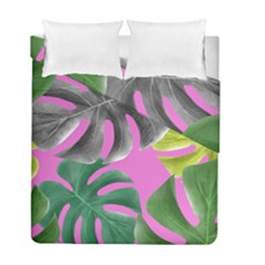 Tropical Greens Pink Leaf Duvet Cover Double Side (full/ Double Size) by HermanTelo