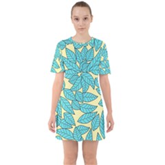 Leaves Dried Sixties Short Sleeve Mini Dress by Mariart