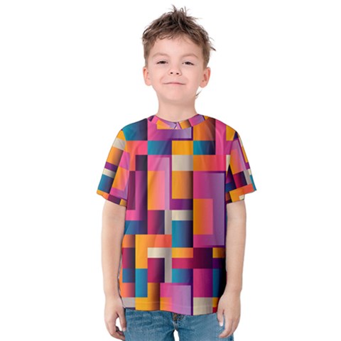 Abstract Background Geometry Blocks Kids  Cotton Tee by Bajindul