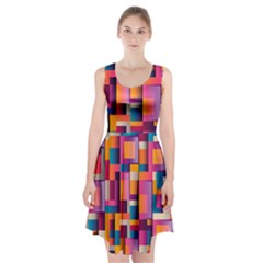 Abstract Background Geometry Blocks Racerback Midi Dress by Bajindul