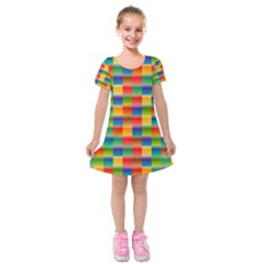 Background Colorful Abstract Kids  Short Sleeve Velvet Dress by Bajindul