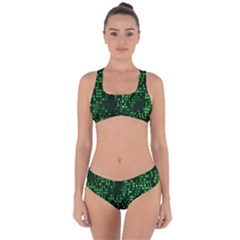 Abstract Plaid Green Criss Cross Bikini Set by Bajindul