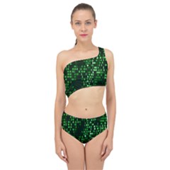 Abstract Plaid Green Spliced Up Two Piece Swimsuit by Bajindul