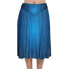 Abstract Rain Space Velvet Flared Midi Skirt by Bajindul