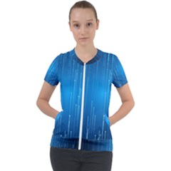 Abstract Rain Space Short Sleeve Zip Up Jacket by Bajindul