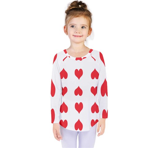 Heart Red Love Valentines Day Kids  Long Sleeve Tee by Bajindul