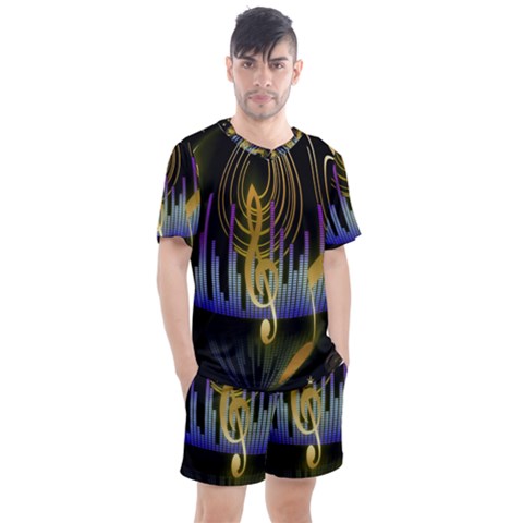 Background Level Clef Note Music Men s Mesh Tee And Shorts Set by Bajindul