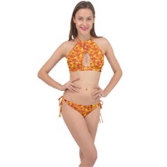 Background Triangle Circle Abstract Cross Front Halter Bikini Set by Bajindul