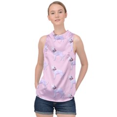 Dogs Pets Animation Animal Cute High Neck Satin Top by Bajindul