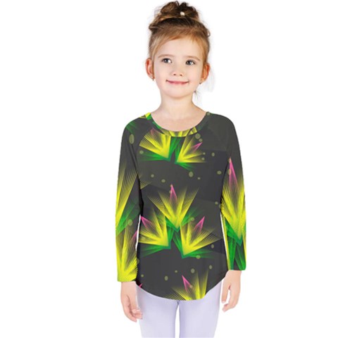 Floral Abstract Lines Kids  Long Sleeve Tee by Bajindul