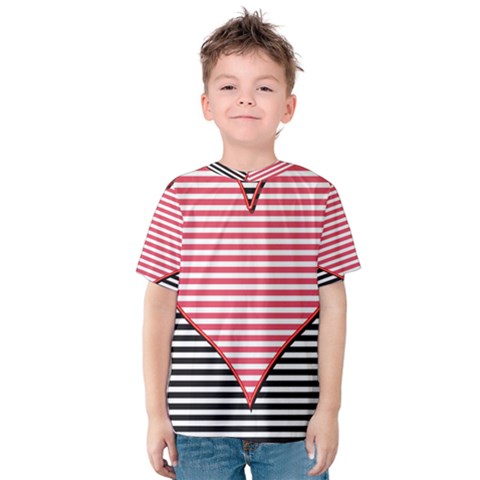 Heart Stripes Symbol Striped Kids  Cotton Tee by Bajindul