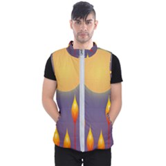 Night Moon Flora Background Men s Puffer Vest by Bajindul