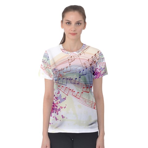 Music Notes Abstract Women s Sport Mesh Tee by Bajindul