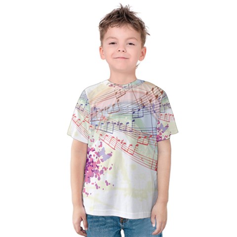 Music Notes Abstract Kids  Cotton Tee by Bajindul