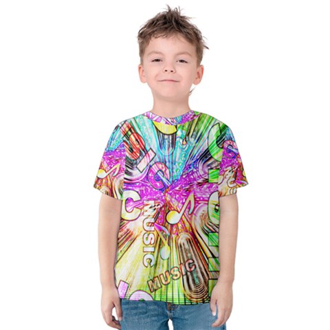 Music Abstract Sound Colorful Kids  Cotton Tee by Bajindul