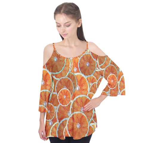 Oranges Background Texture Pattern Flutter Tees by Bajindul