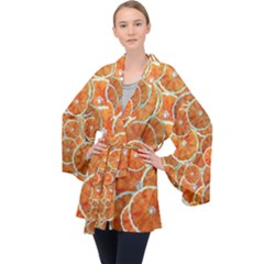 Oranges Background Texture Pattern Velvet Kimono Robe by Bajindul