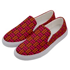 Pattern Red Background Structure Men s Canvas Slip Ons by Bajindul