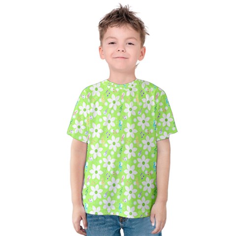 Zephyranthes Candida White Flowers Kids  Cotton Tee by Bajindul