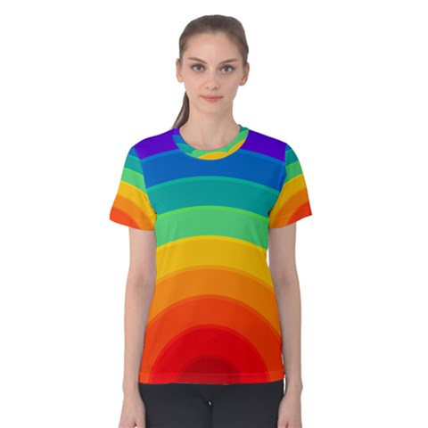 Rainbow Background Colorful Women s Cotton Tee by Bajindul