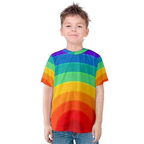 Rainbow Background Colorful Kids  Cotton Tee by Bajindul