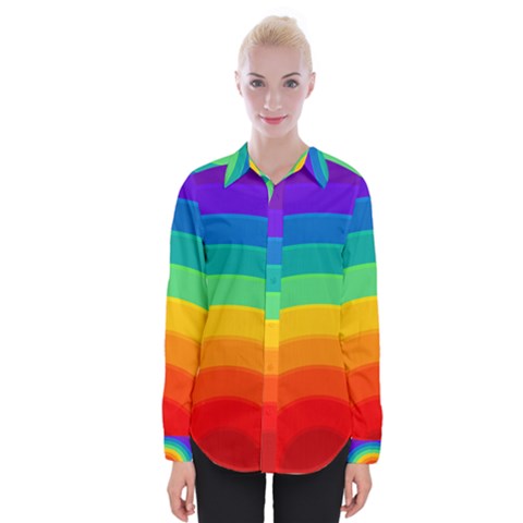 Rainbow Background Colorful Womens Long Sleeve Shirt by Bajindul